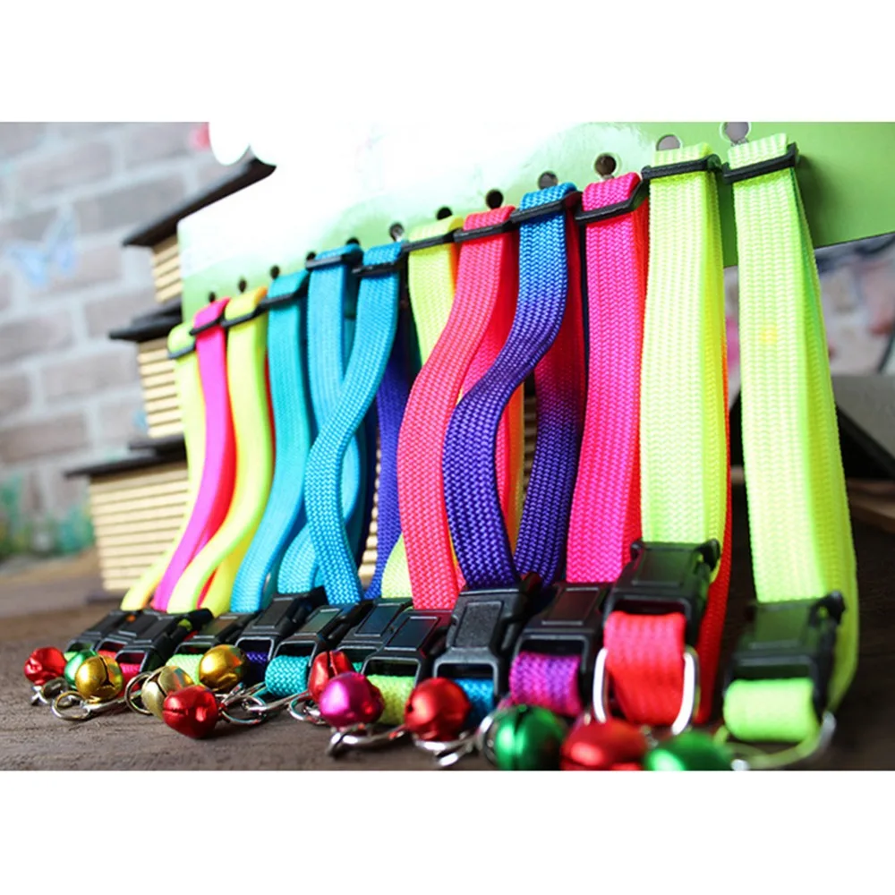 12pcs/lot Adjustable Pet Dog Puppy Leash Rainbow Color Outdoor Ring Bell Necklace Harness Anti-Lost Walking Collar Leads Set