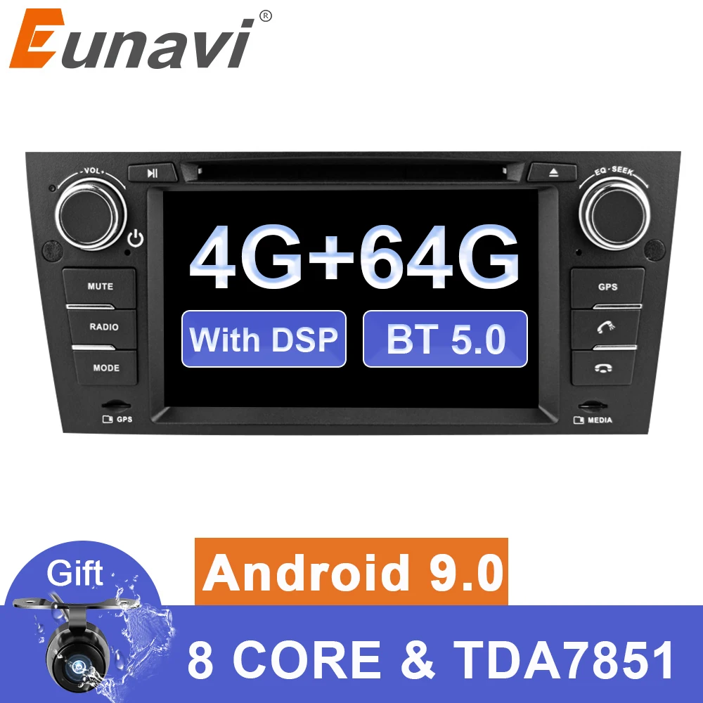 Eunavi " Android 9 автомобильный DVD мультимедийный плеер для 3 серии BMW E90 E91 E92 E93 318 320 325 автомобильный Радио gps navi 1024*600 wifi dsp