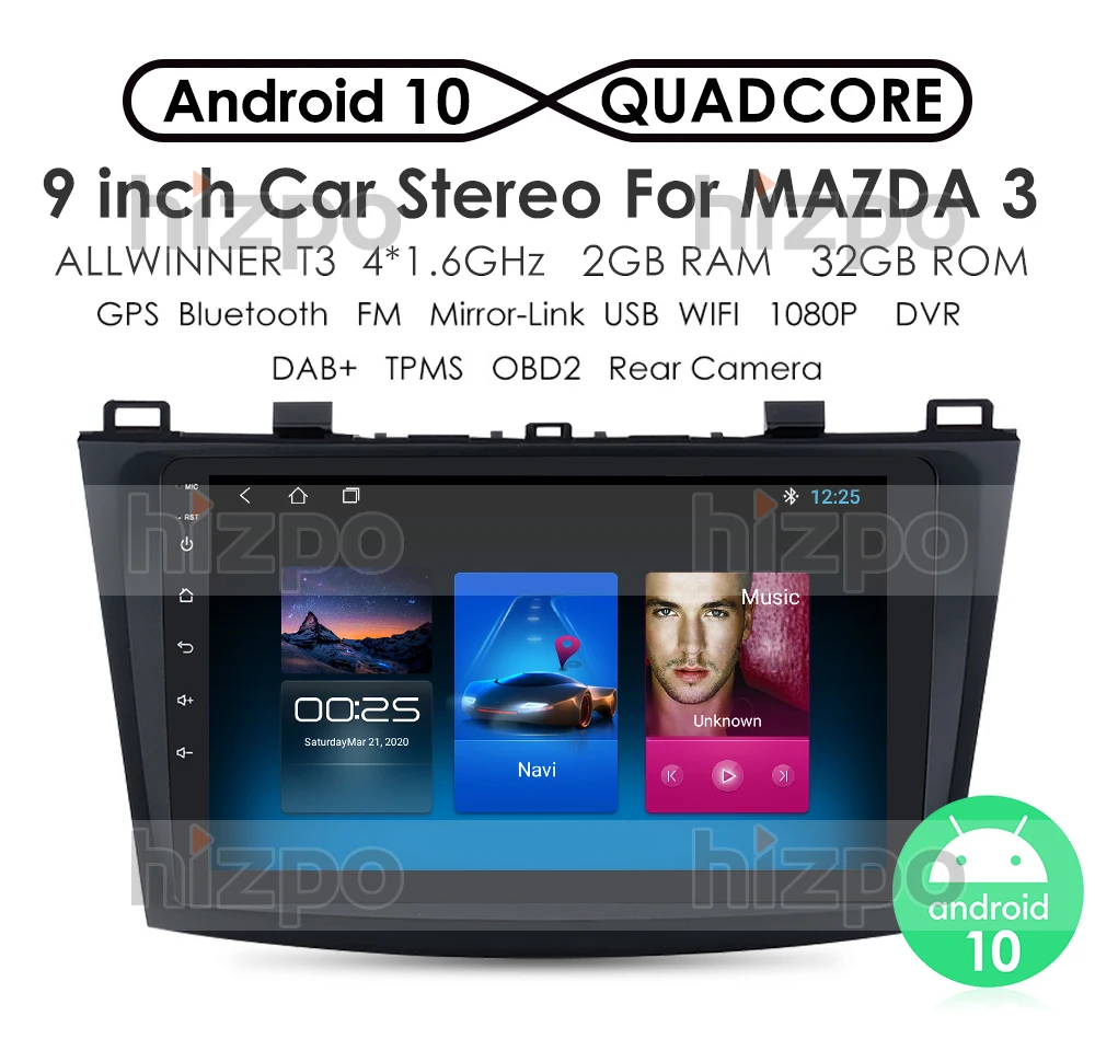 9-дюймовый Автомобильный мультимедийный видеоплеер на Android 10 2 ГБ + 32 для Mazda 3 Mazda3