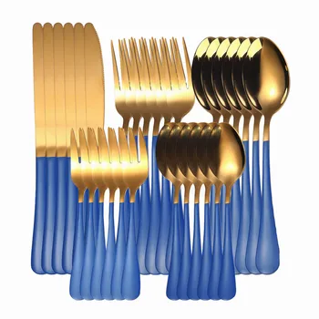 

Kitchen Tableware Sets Gold Stainless Steel Cutlery Set Forks Spoons Knife 30Pcs Western Cutlery Set Gold 30 Piece Dropshipping