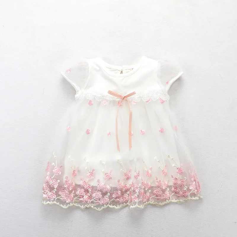 Платье для маленьких девочек; Новинка г.; платья с короткими рукавами для новорожденных девочек; летнее праздничное платье для дня рождения; одежда для малышей; От 0 до 2 лет - Цвет: Белый