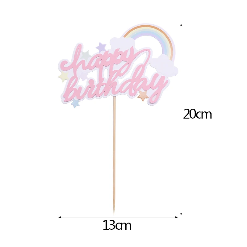 1/3/5pcs Glitter Happy Birthday Cake Topper Cute Rainbow Cupcake Toppers Baby Shower Kids Birthday Cake Decor Xmas Party Supplie