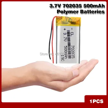 

Rechargeable Batteries 3.7V 500mAh 702035 Lithium Li-polymer Li-Po Battery For Toy MP3 MP4 GPS BT Speaker Headset DIY