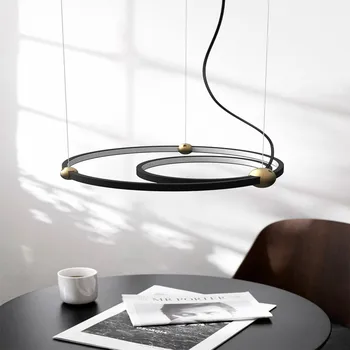 

Nordic Loft Hotel Hall Led Lighting Industrial Creative Circle Hanging Lamp Dining Room Living Kitchen Designer Light Fixtures