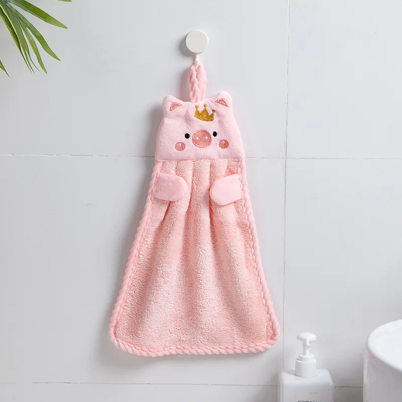 Baby cute cartoon plush hand towels, children's wiping and hanging bath towels towel baby bath towel