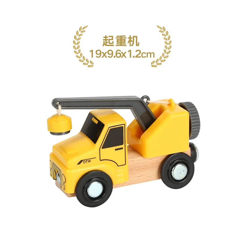 Magnetic Wood Truck Car Train Rail Model Toy Engineering Truck Bus 29