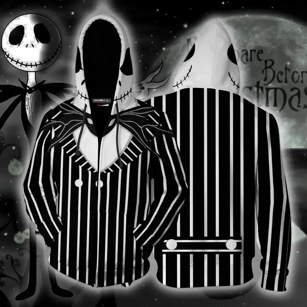Толстовка с капюшоном The nightberry Before Christma Jack Skellington куртка на молнии повседневный