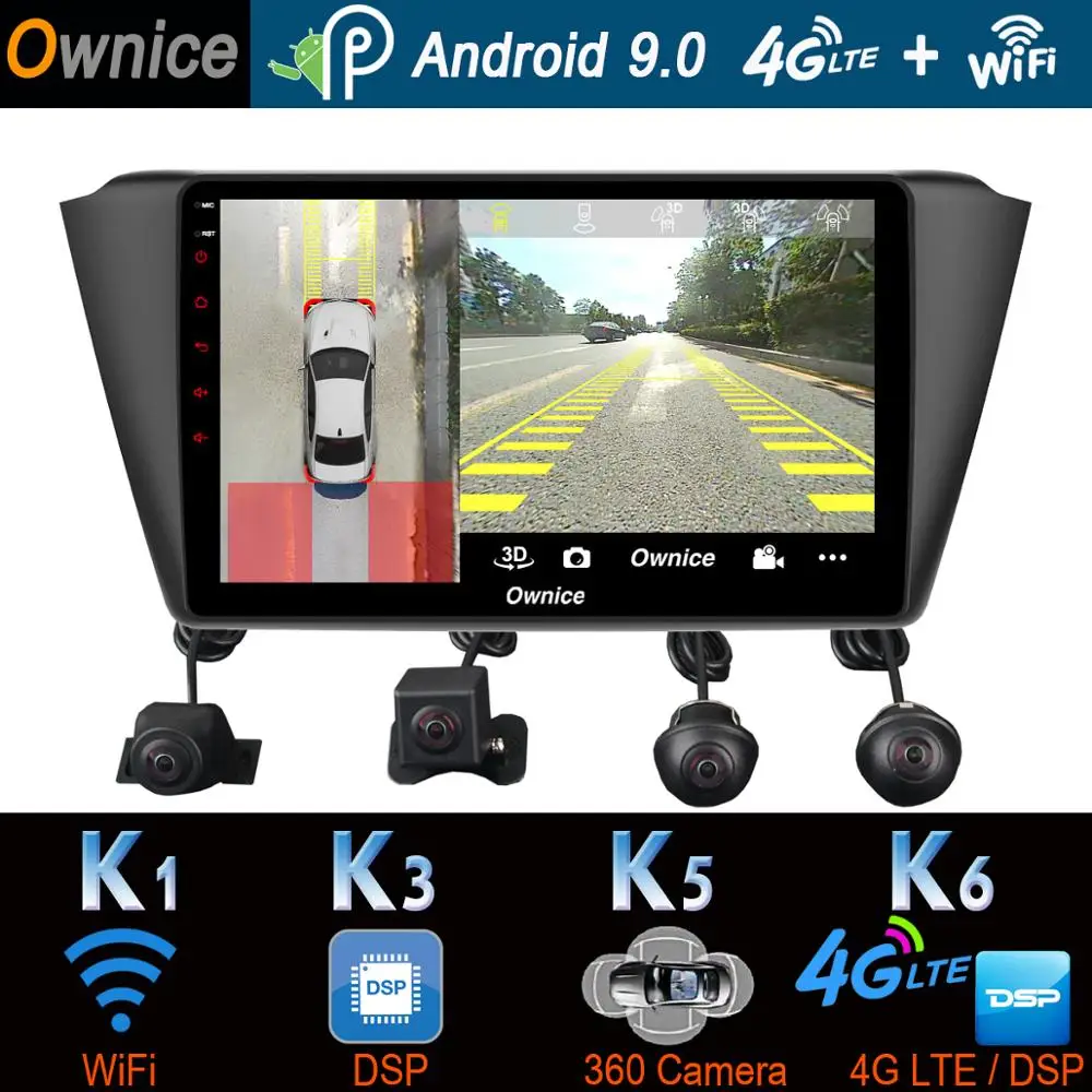 360 ° ×AHD панорамная камера 4G LTE Android 9 0 4 Гб + 64 DSP CarPlay Автомобильный GPS радиоплеер для