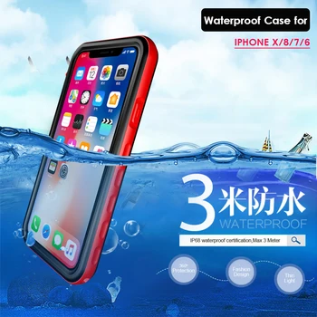 

360 Full Protective Clear Front Back Case for iPhone X 8 7 6 6S Plus Waterproof Case for iPhone 8Plus Swimming Phone Cover Case