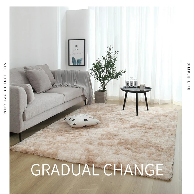

Long hair Carpet bedroom carpet bay window bedside mat washable blanket Gradient Color living room rug Gray White Black Gift