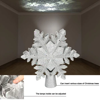 

Newly Christmas Tree Topper Light with LED Rotating Snowflake Shape Decorations Projector Tree Topper Night Light TE889