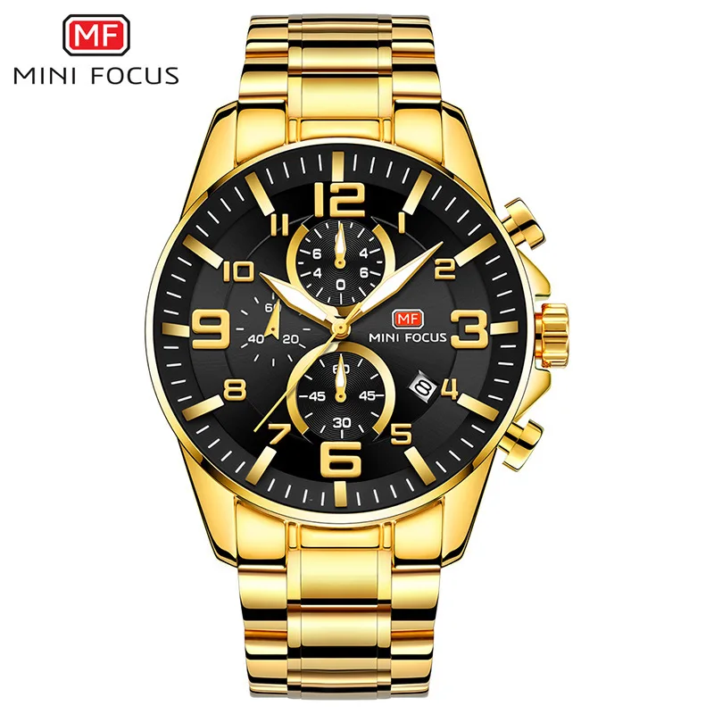 

Minifocus Fox Mf0278g Men Large Dial Multi-functional Night Light Quartz Business Steel Watch