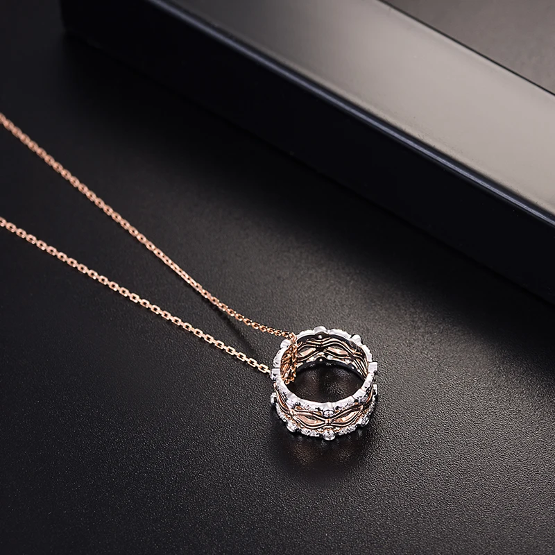 Aazuo с настоящими бриллиантами 18K розовое золото Модный движущийся кулон с цепочкой ожерелье одаренное для женщин Свадьба Au750