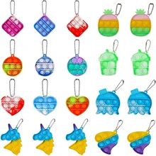 

10 Pcs Simple Dimple Fidget Toys Pop Its Mini Stress Relief Hand Push Popper Bubble Keychain Bag's Chain Decompression Toy