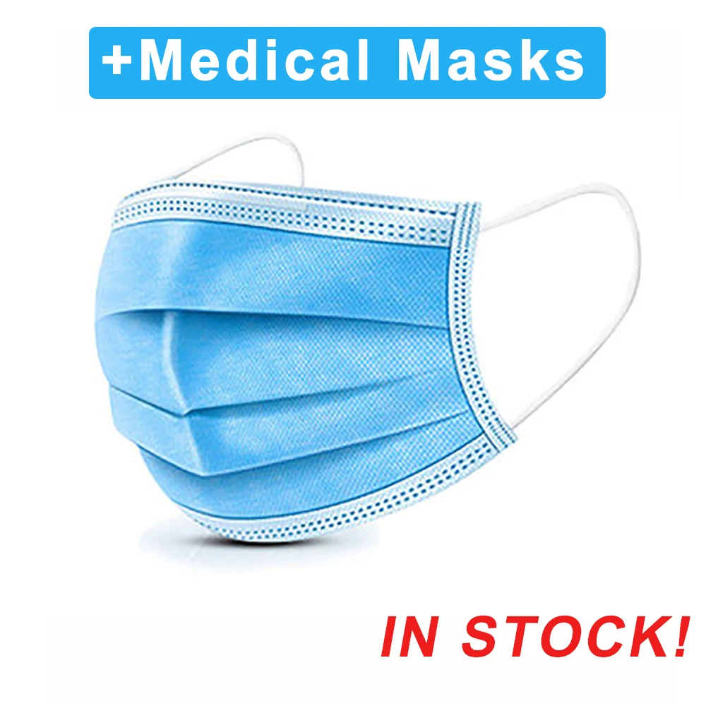 

50pcs Medical Masks Bacteria Proof Surgical Masks 3 Layer Filter Disposable Masks Anti-dust Mouth Nose Proof Earhook Face Masks