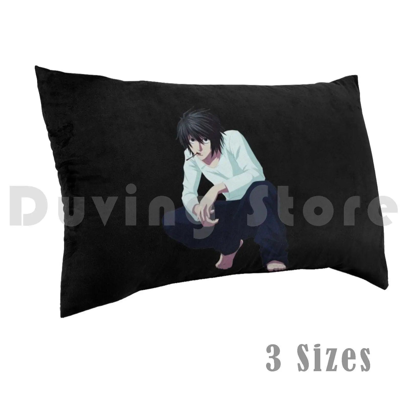 

L In Typical Sitting Position Pillow Case Printed 35x50 Death Note Shinigami Anime Light Japan Cartoon God Of