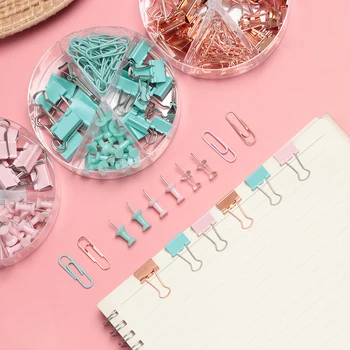 

Boxed Rose Gold/Candy Green Metal Clip Large-headed Binder Clips Office Binding Supplies Combination Set Stationery NEW Hot