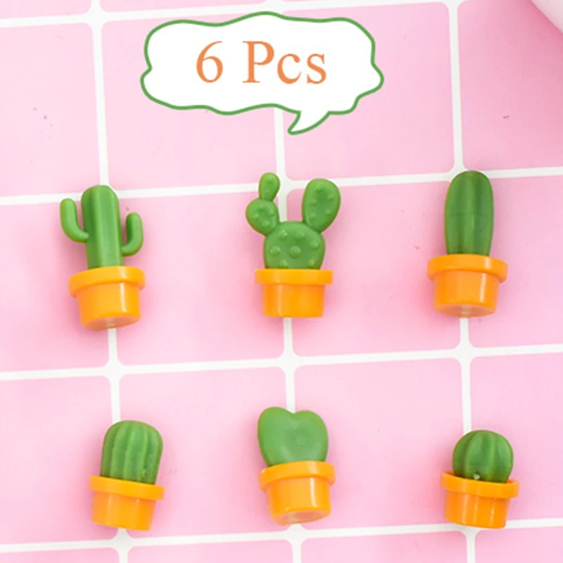 

6pcs/set Top1 Hot Fridge Magnet Cute Cactus Fridge Magnets Small Cactus Succulent Plant Refrigerator Decorations Message Sticker