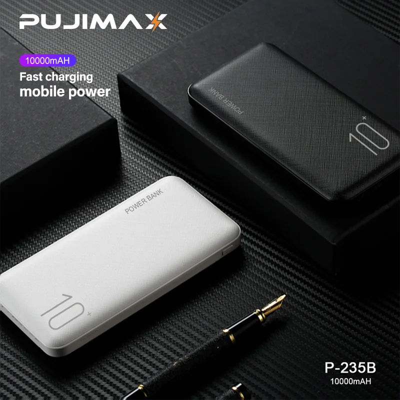 

PUJIMAX Mobile Power Bank 10000mAh external battery Dual USB output fast charger For iPhone x ipad Sumsung s9 Xiaomi mi8 Huawei