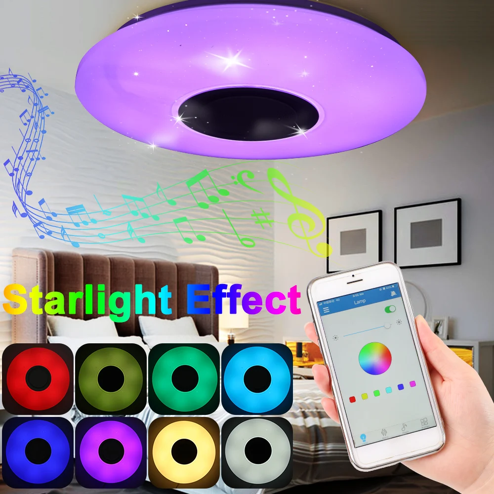 Хит продаж светодиодный потолочный светильник с Bluetooth динамиком 36 Вт Rgb заподлицо