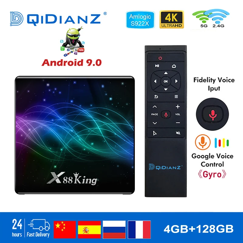 

Smart Android 9.0 TV Box X88 King Amlogic S922X Hexa-core Mali-G52 MP6 voice TV Box 4K Dual Wifi BT Netflix Fast Set top BOX