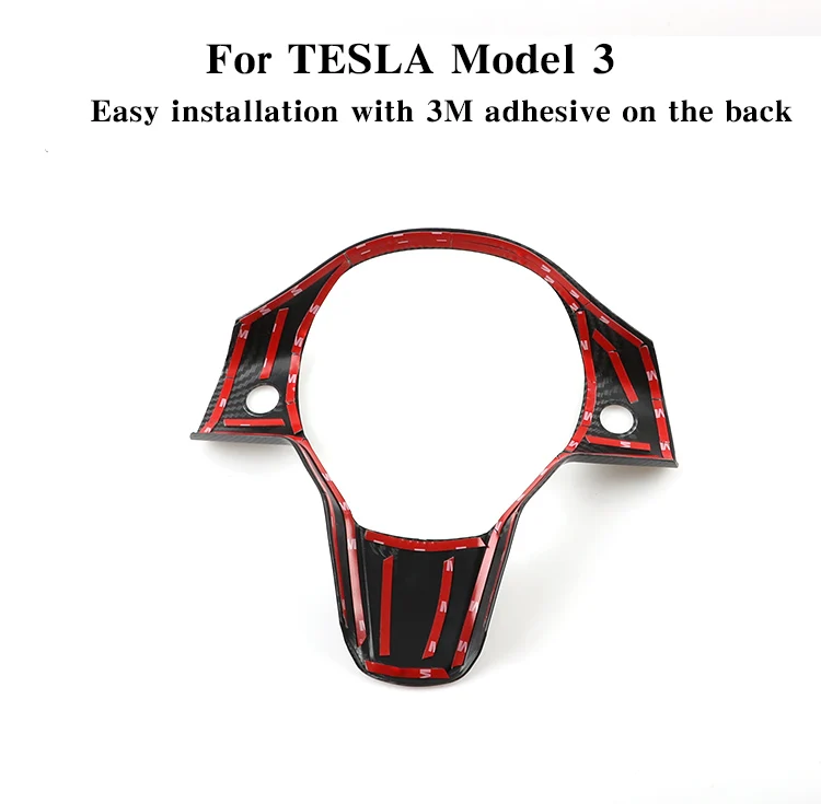 Для Tesla модель 3 руль из углеродного волокна с внутренней декоративная пуговица защитный патч модифицированные аксессуары украшения