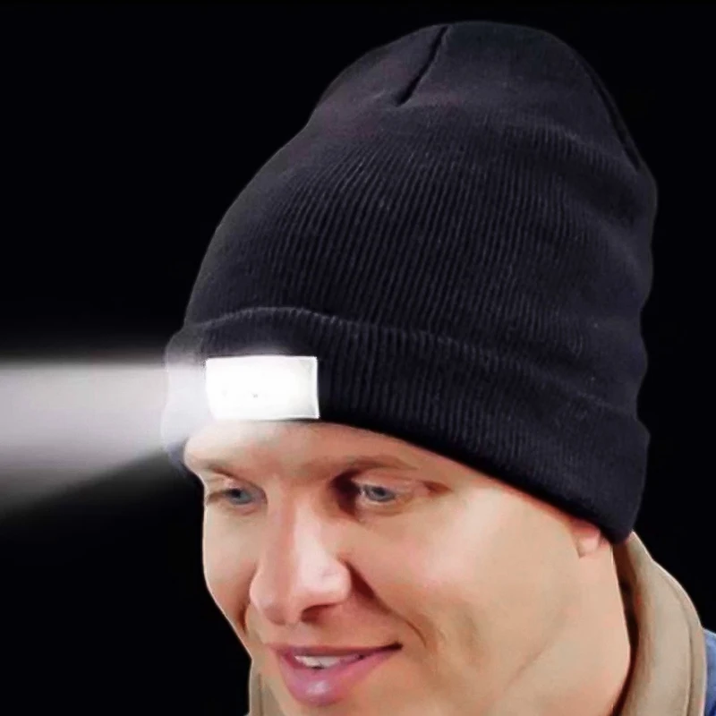 Мягкая удобная 5 светодиодный светильник шапка бини Gorro для рыбалки, охоты, кемпинга, бега, вязаная шерстяная шапка для рыбалки