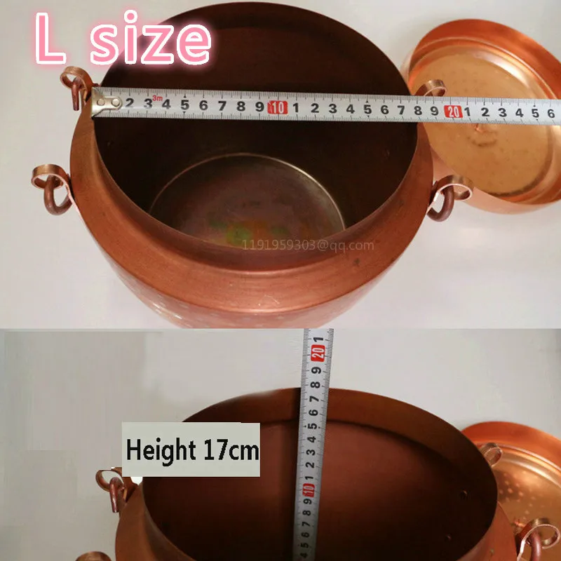 Pure Copper Pot Stew Retro Cooking Pot Hamdemade Craft Deep 1mm Thick Handle High Quality with Lid
