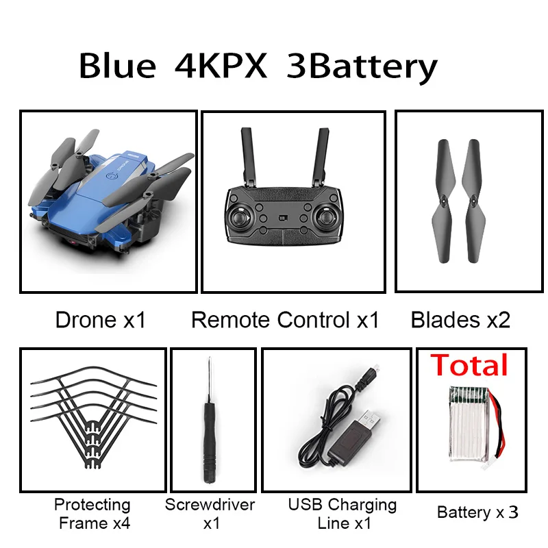 XKJ Дрон F84 WiFi Дрон длительный срок службы батареи RC складной Квадрокоптер 4K HD аэрофотосъемка игрушки на дистанционном управлении - Цвет: Blue 4k 3B