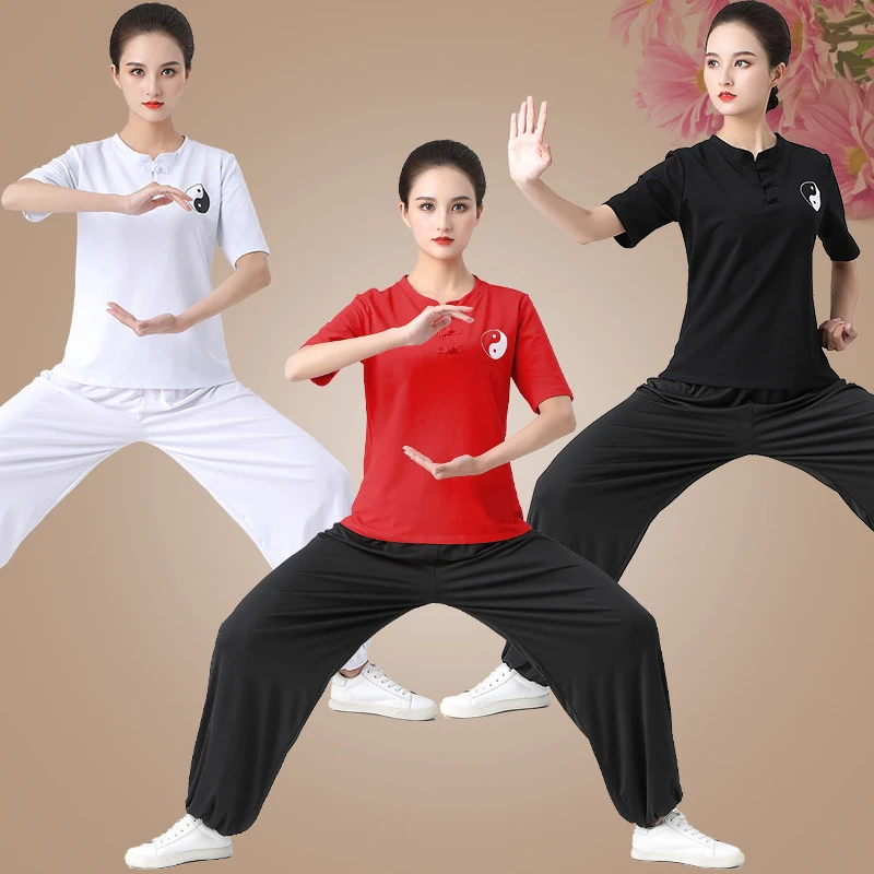 Tai Chi Uniform Hoge Kwaliteit Katoen Korte Mouw Chinese Stijl Show