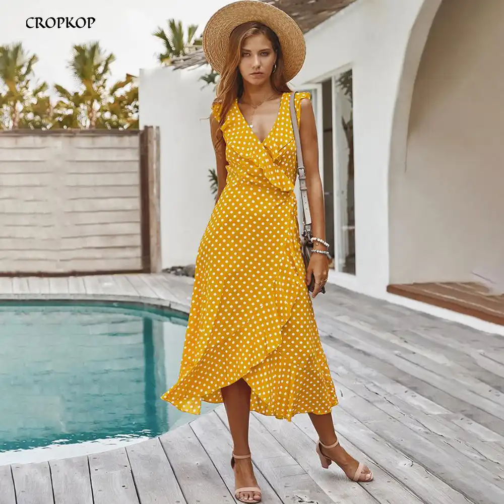 yellow midi sundress