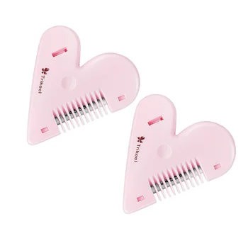 

2PCS Bang Comb with Blade Plastic Bangs Haircuts Device Portable Heart-shaped Bang Trimming Comb Practical Hair Dressing Tool fo
