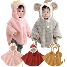 Baby Boys Warm Outerwear Autumn Winter Newborn Baby Girl Lamb Cashmere Cloak Toddler Clothing Fleece Mantle 0-3 Years