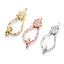 

3 pcs 12x34.8mm CZ Micro Pave 8 shape Hook Lobster Clasp Cubic Zirconia Clasp