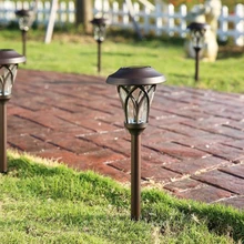 Открытый грунтовый светильник на солнечной энергии из нержавеющей стали IP65 Водонепроницаемый светодиодный светильник для сада, патио, газона, двора, тропинки, боковины