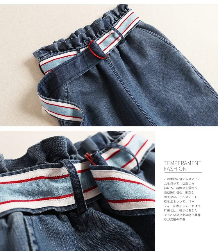 Новые летние осенние женские брюки комплект из 2 предметов модный Дизайнерский полосатый вязаный Топ и джинсы с высокой талией брюки