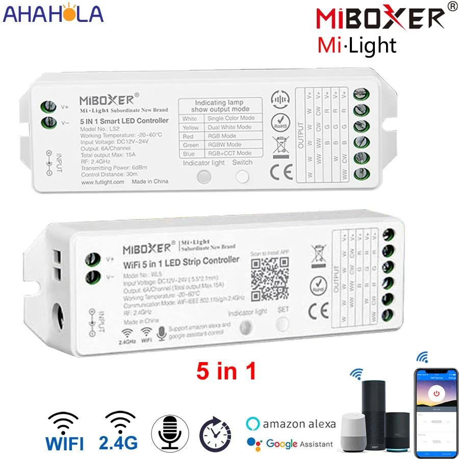 

Miboxer Ls2 5 in 1 Smart Led Controller Dimmer Switch for Light Dc 12v 24v WL5 Rgb Rgbw Rgbcct Wifi Dimmer for Leds Dimmers