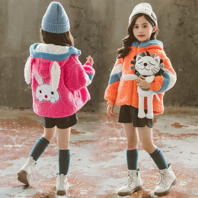 

Girls Thick Lamb's Wool Coat 2019 New Winter Cartoon Western Style Baby plus Velvet Autumn And Winter Cotton-padded Clothes West
