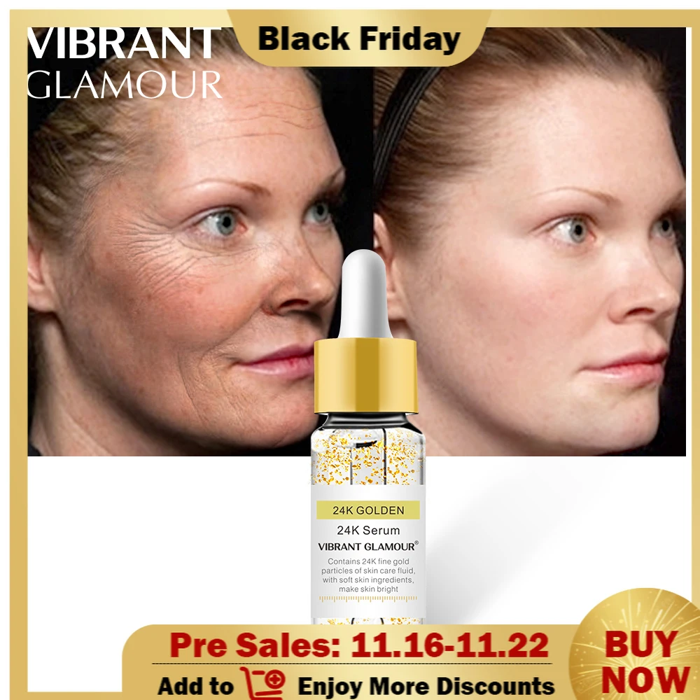 

VIBRANT GLAMOUR Gold Face Serum Whitening Anti-aging Anti-Wrinkle Hyaluronic Moisturizing Essence Firming Skin Care Product