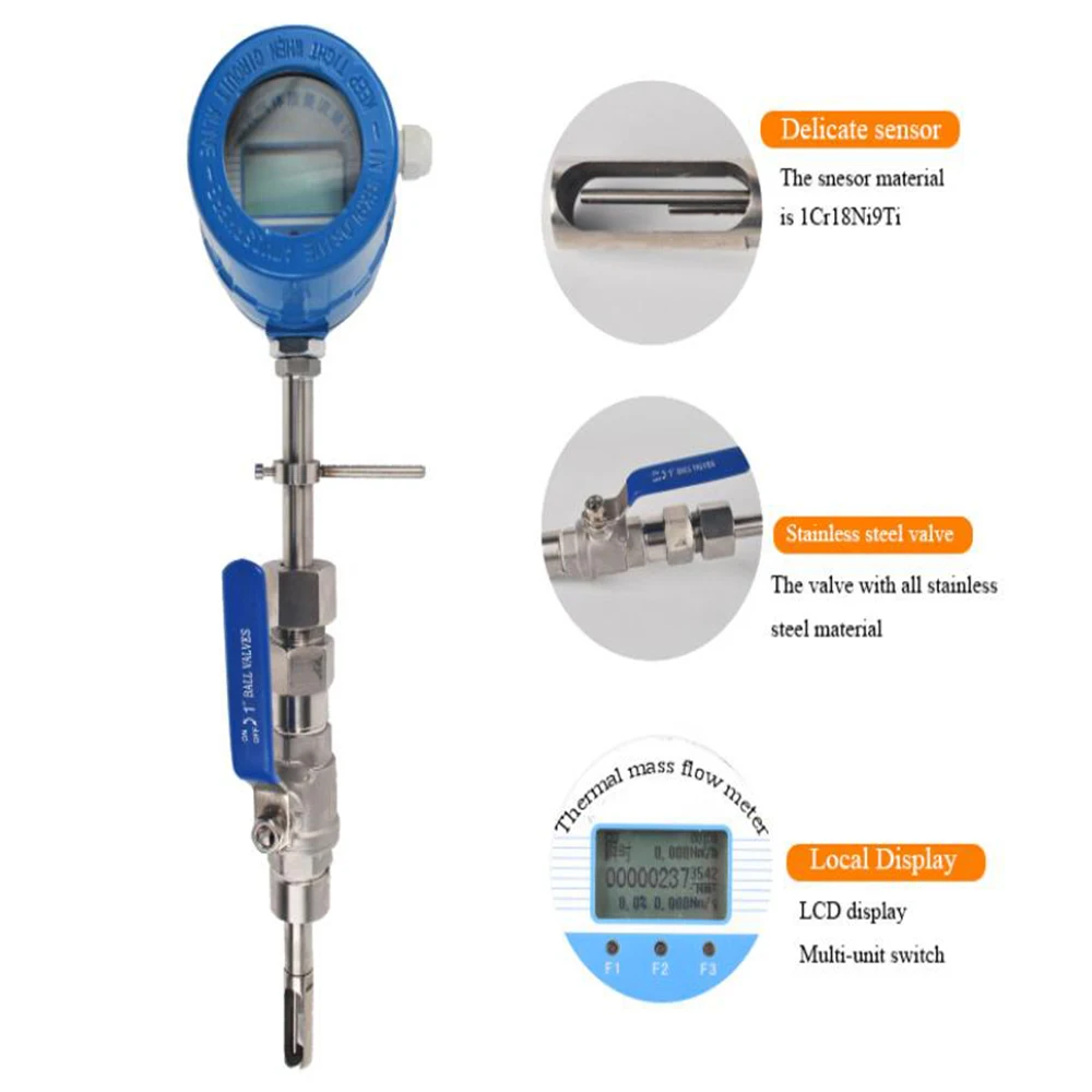 Цифровой расходомер газа из нержавеющей стали с ЖК дисплеем|gas flow meter|flow metermass meter |
