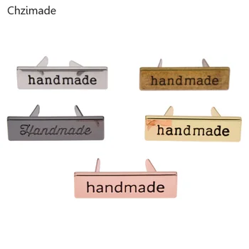 

Lychee Life 10Pcs Handmade Metal Labels Tags For Clothes Jeans Shoes Bags Rectangle Hand Made Printed Labels Diy Sewing Crafts