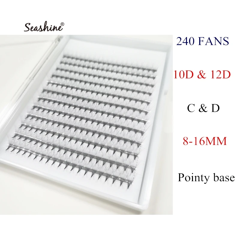

Seashine Point Narrow Stem Premade Volume Fans Lash 10D/12D Slim Thin Pointy Base Russian Volume Fans Lash Eyelashe Extension