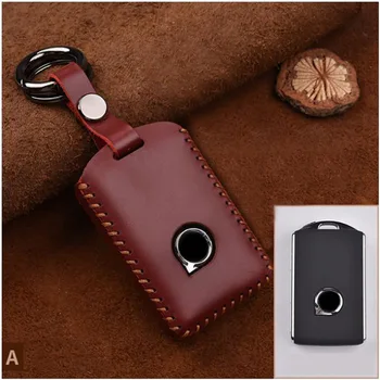 

Genuine Leather Car Key Bag Cover Keychain Car Key Case For Volvo XC40 XC60 S90 XC90 V90 2017 2018 T5 T6 2015 2016 T8