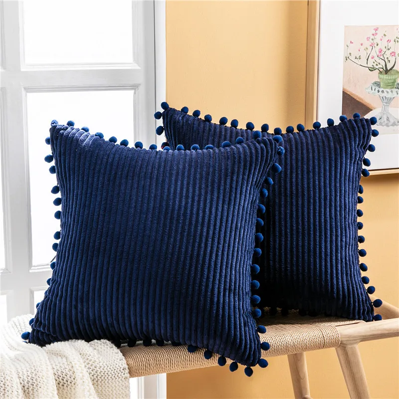 Solid Color Sofa Bed Car Office Corduroy Pillow Case Cushion Cover Home Decor G