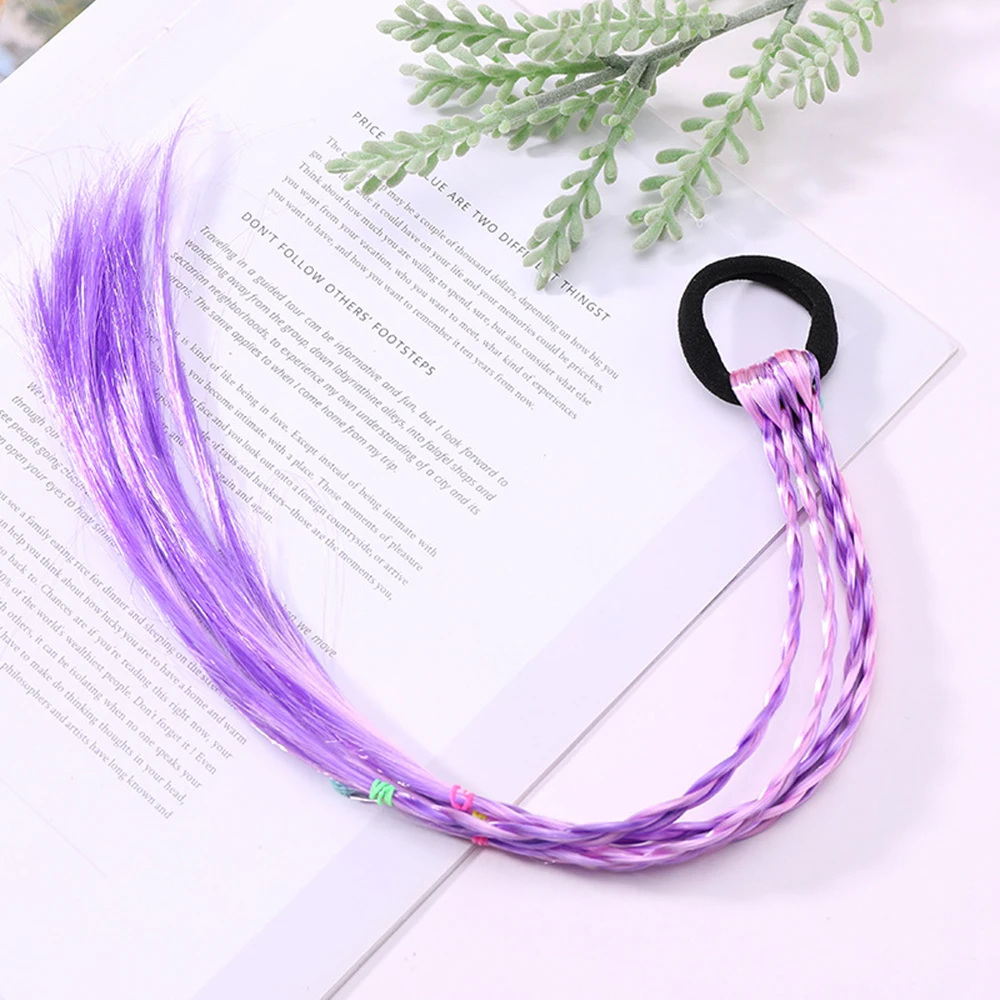 Simple Kid Elastic Hair Band Rubber Band Hair Accessories Kids Wig Headband Girls Twist Braid Rope Headdress Child Gift Band - Цвет: 18