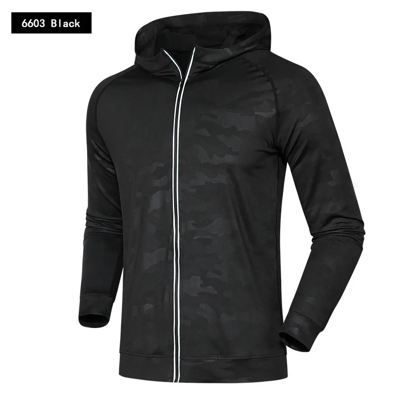 Спортивное пальто для фитнеса, Мужская быстросохнущая одежда, облегающая футболка для тренировок, футбола, баскетбола, пробежек, утренних упражнений, спортивная одежда - Цвет: 6603  Black