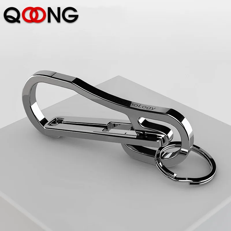 QOONG 2020 High Quality Key Ring Metal Keyring Men's Stainless Steel Keychain Key Holder Belt Buckles Chaveiro Car Key Chain Y94