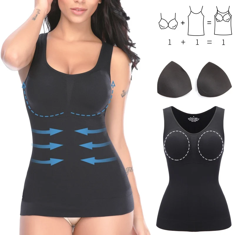 Womens Tank Tops Camisole With Built In Padded Bra Vest Cami Shelf Bra  Casual Wide Strap Tank Top With Built In Removable Bra - Tanks & Camis -  AliExpress