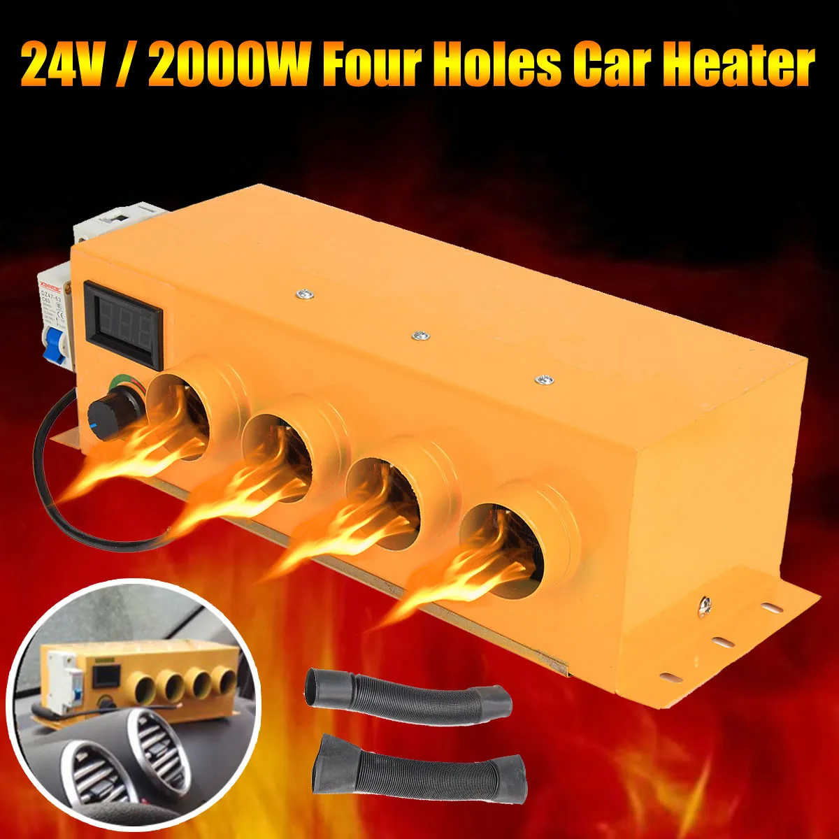 

Audew 24V 2000W 4 Holes LCD Display Air Parking Car Portable Heating Heater Warmer Window Defroster Demister For Truck Bus Boat