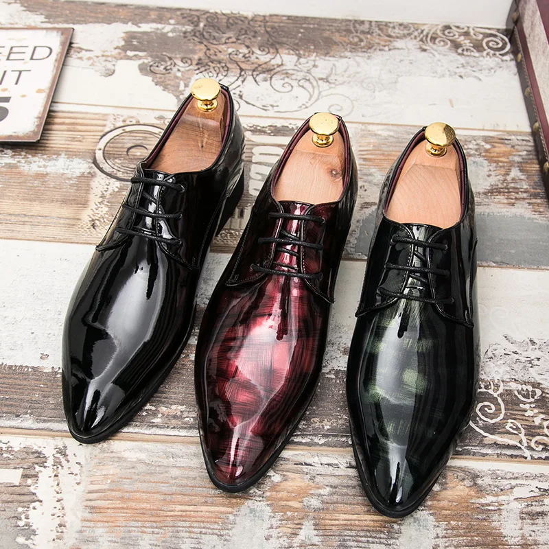 

2019 Spring New Style Casual Fashion Business MEN'S SHOES England Pointed-Toe Three-Color Lace-up Leather Shoes MEN'S SHOES Larg